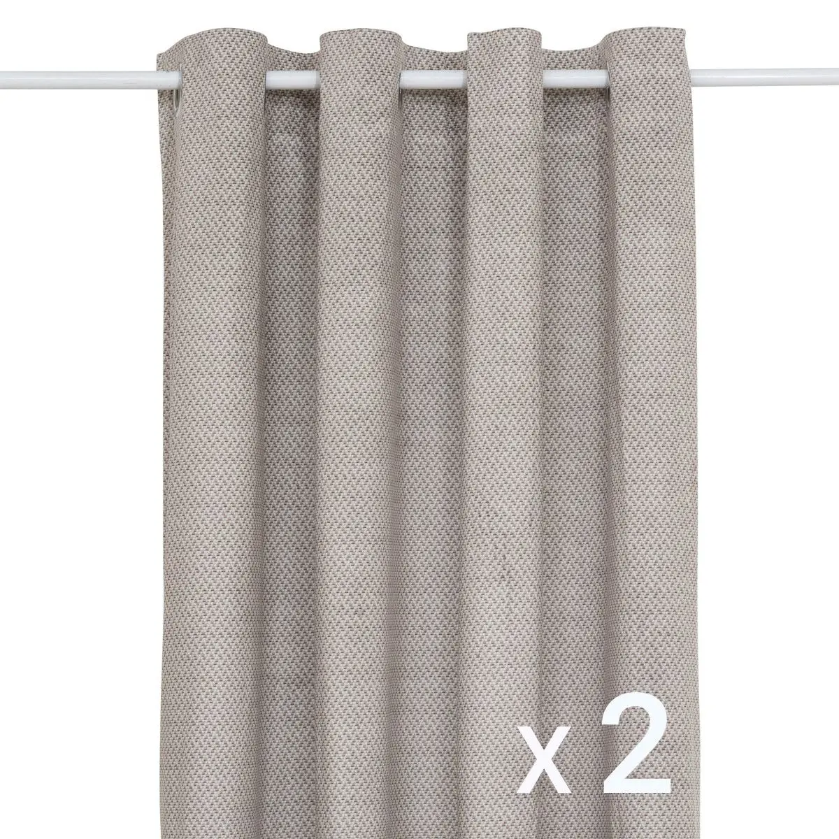 Lot de 2 Rideaux à œillet Occultant en velours Beige Lin avec motif 135 x 260 cm