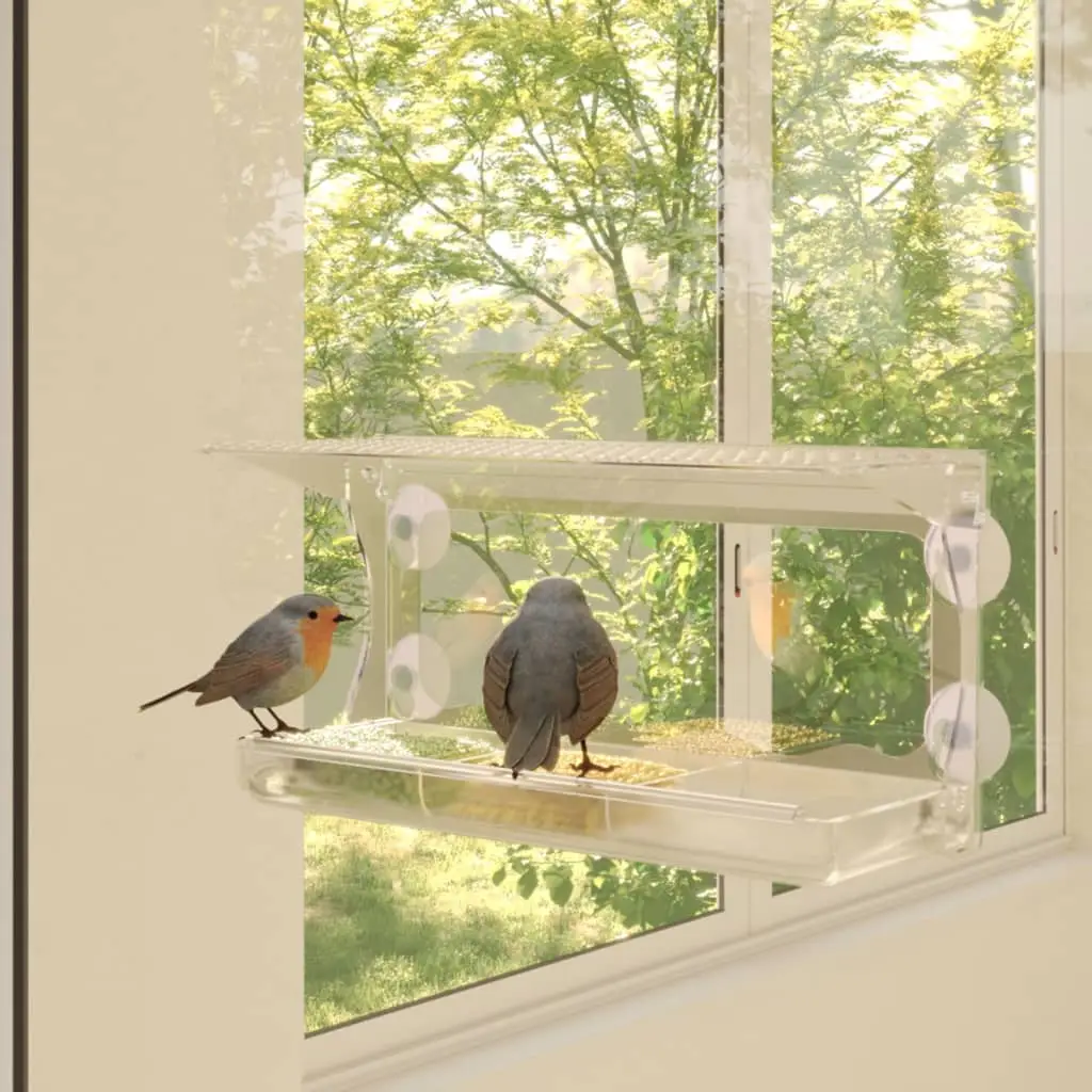 Lot de 2 Mangeoires de fenêtre pour oiseaux Acrylique transparent à ventouses – ComfortXL Pet Living