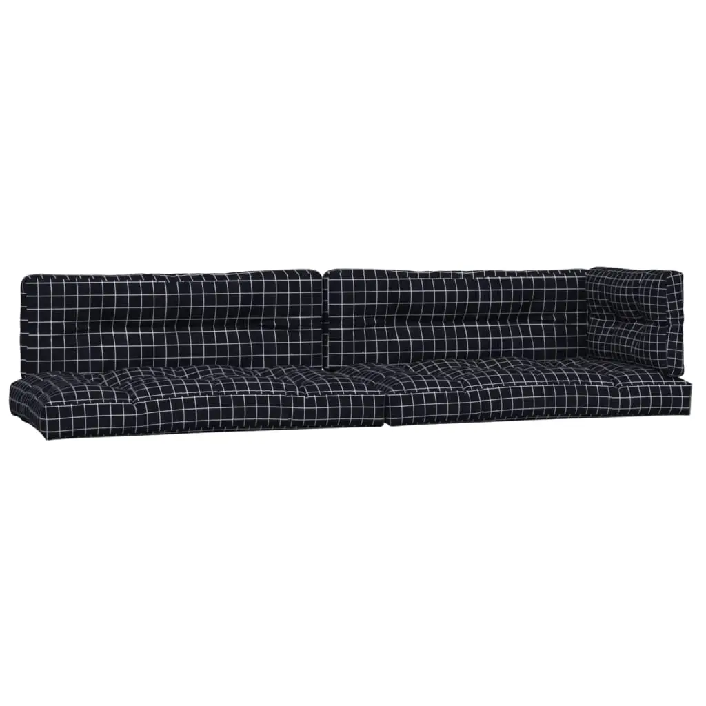 Lot de 5 Coussins d’extérieur – Coussins de palette – Coussins de Siège pour intérieur et extérieur motif à carreaux noir tissu