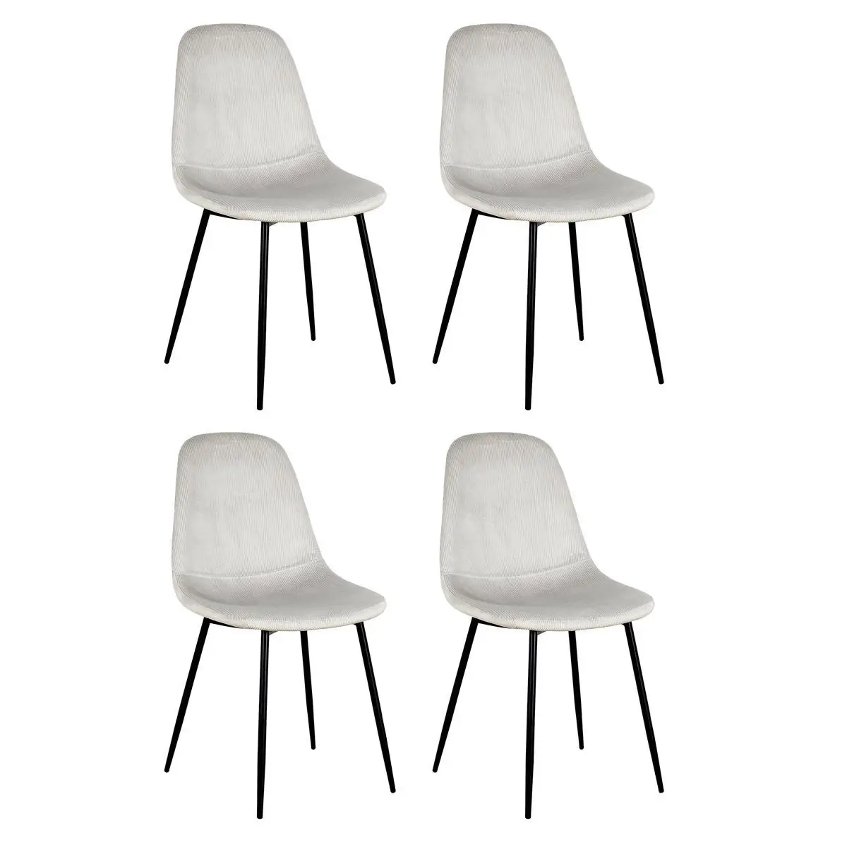Lot de 4 Chaises Velours «Giulia» 85cm Gris Clair