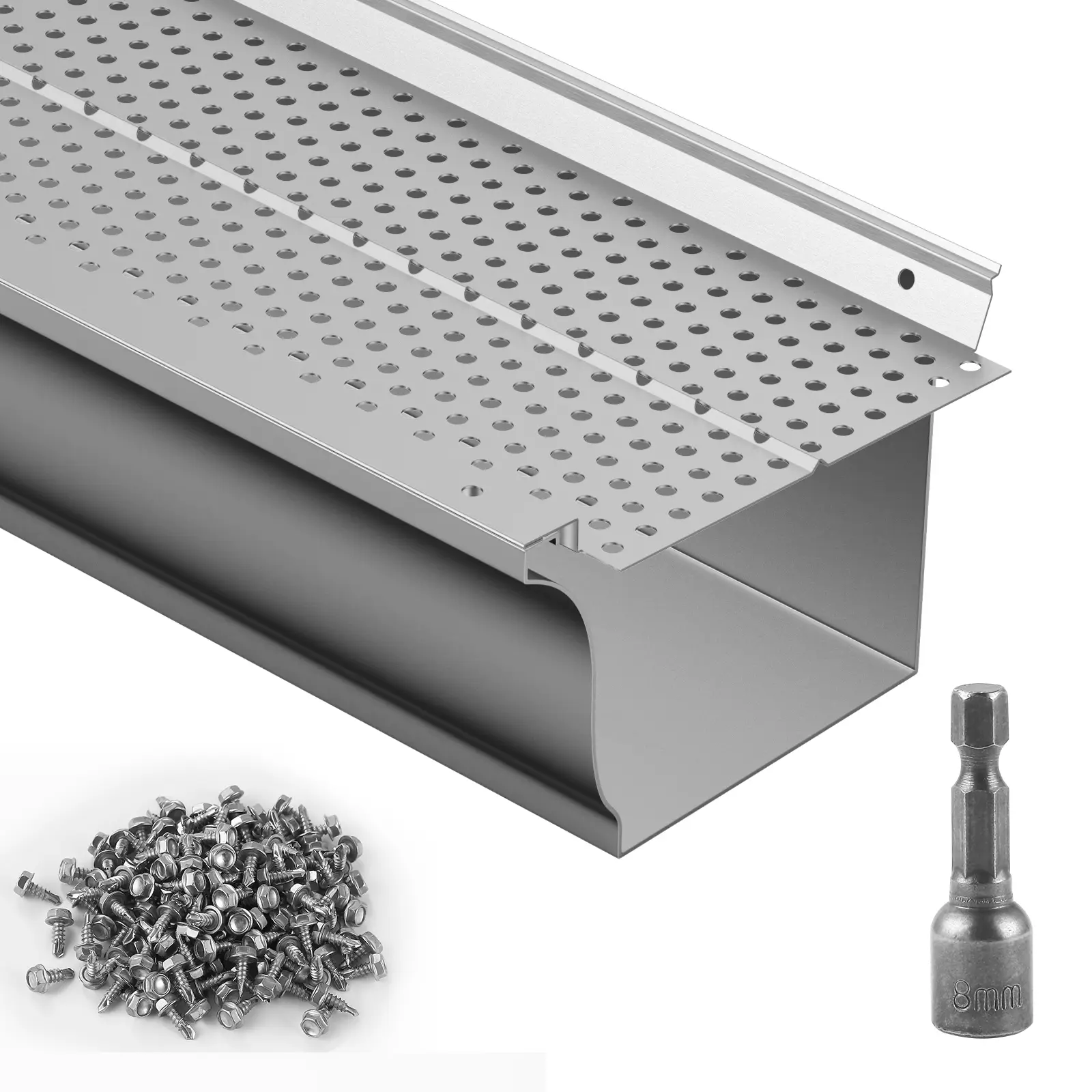 VEVOR Grille protection gouttière 127 mm, alu, 13 pièces, longueur totale 15,9 m. Anti