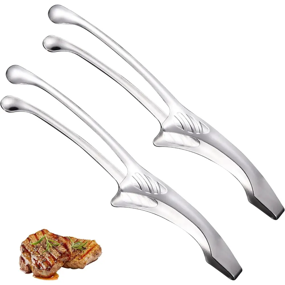 Lot de 2 pinces barbecue premium – Acier inoxydable 18/10 – Design autoportant – 29,3 cm – Pour viandes & légumes-Living123