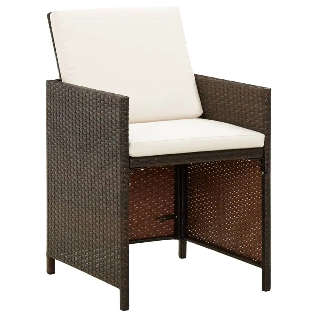Lot de 4 Chaises de jardin – Chaises à manger d’extérieur – Fauteuils d’extérieur avec coussins marron rotin – MEUBLE PRO