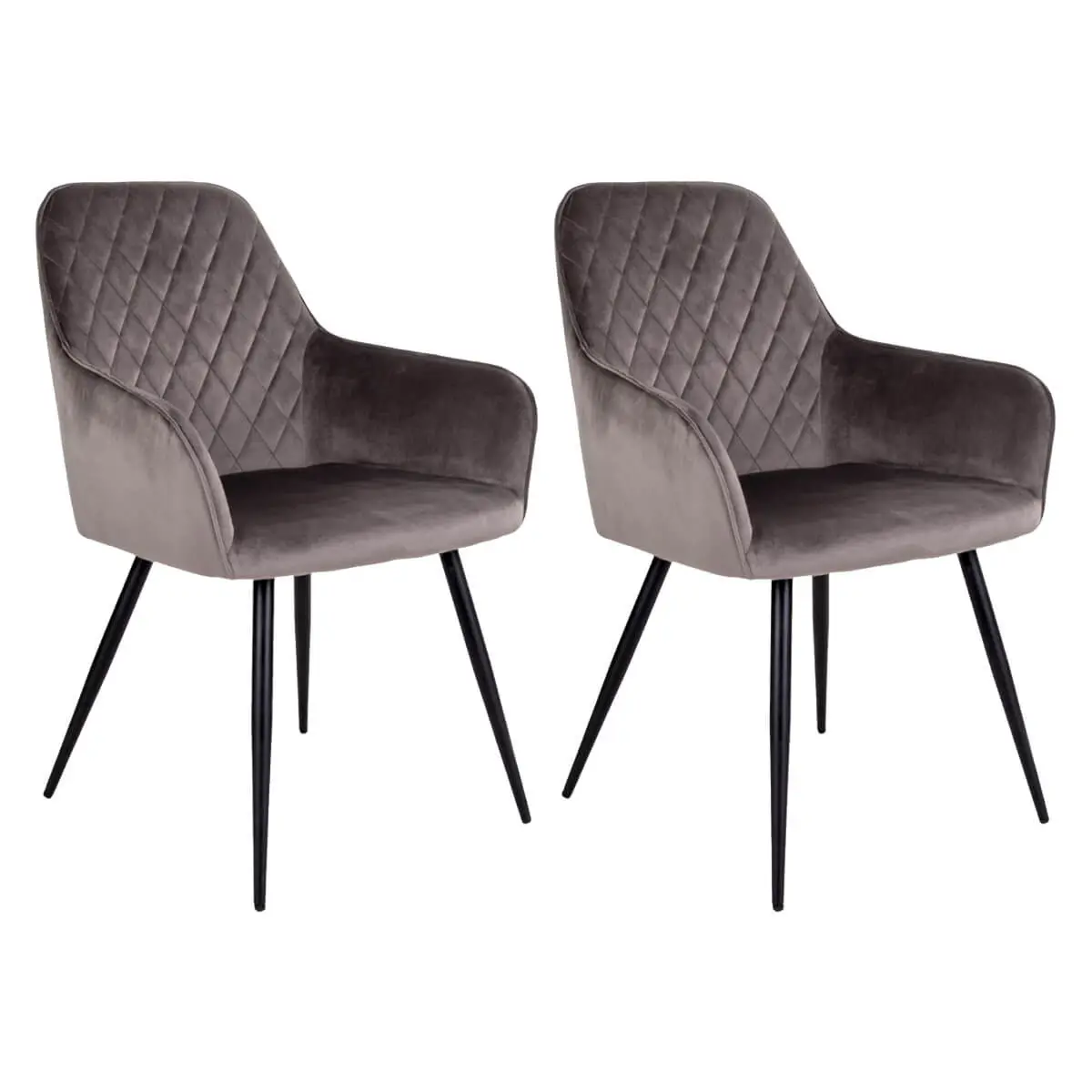 Lot de 2 Fauteuils Velours Taupe et Piétement Acier Noir – VIBY