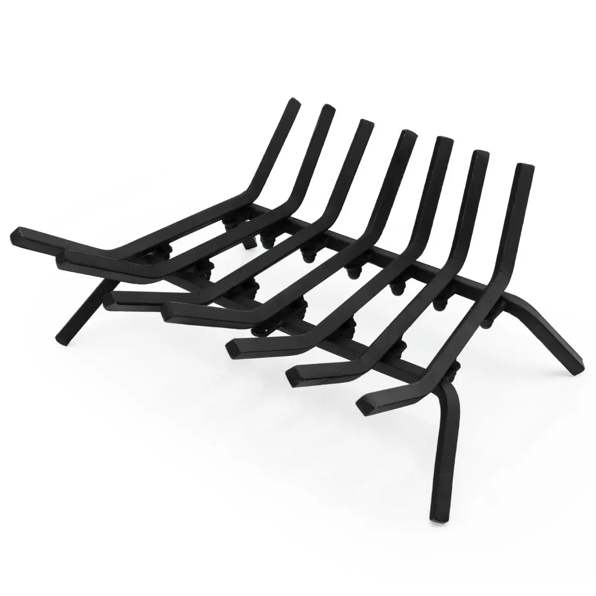 Grille de cheminée 46 cm support à bûches de cheminée en fer robuste 7 barres de fer de 14 mm support à bois de chauffage intérieur extérieur