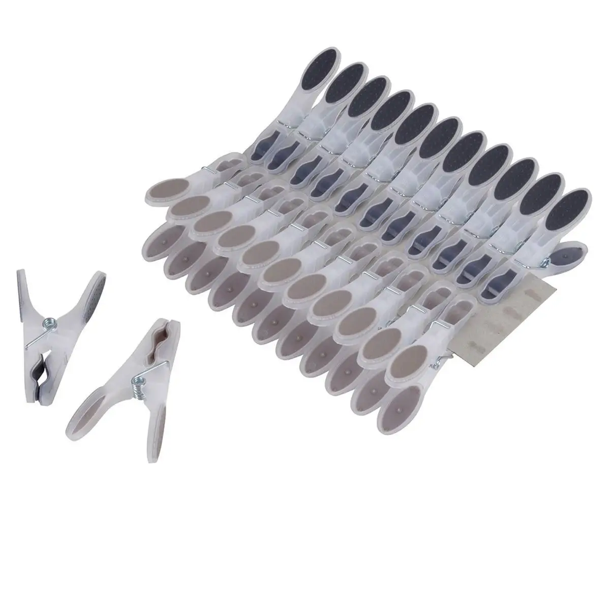 Lot de 24 Pinces à Linge «Bi-matière» 8cm Anthracite & Taupe