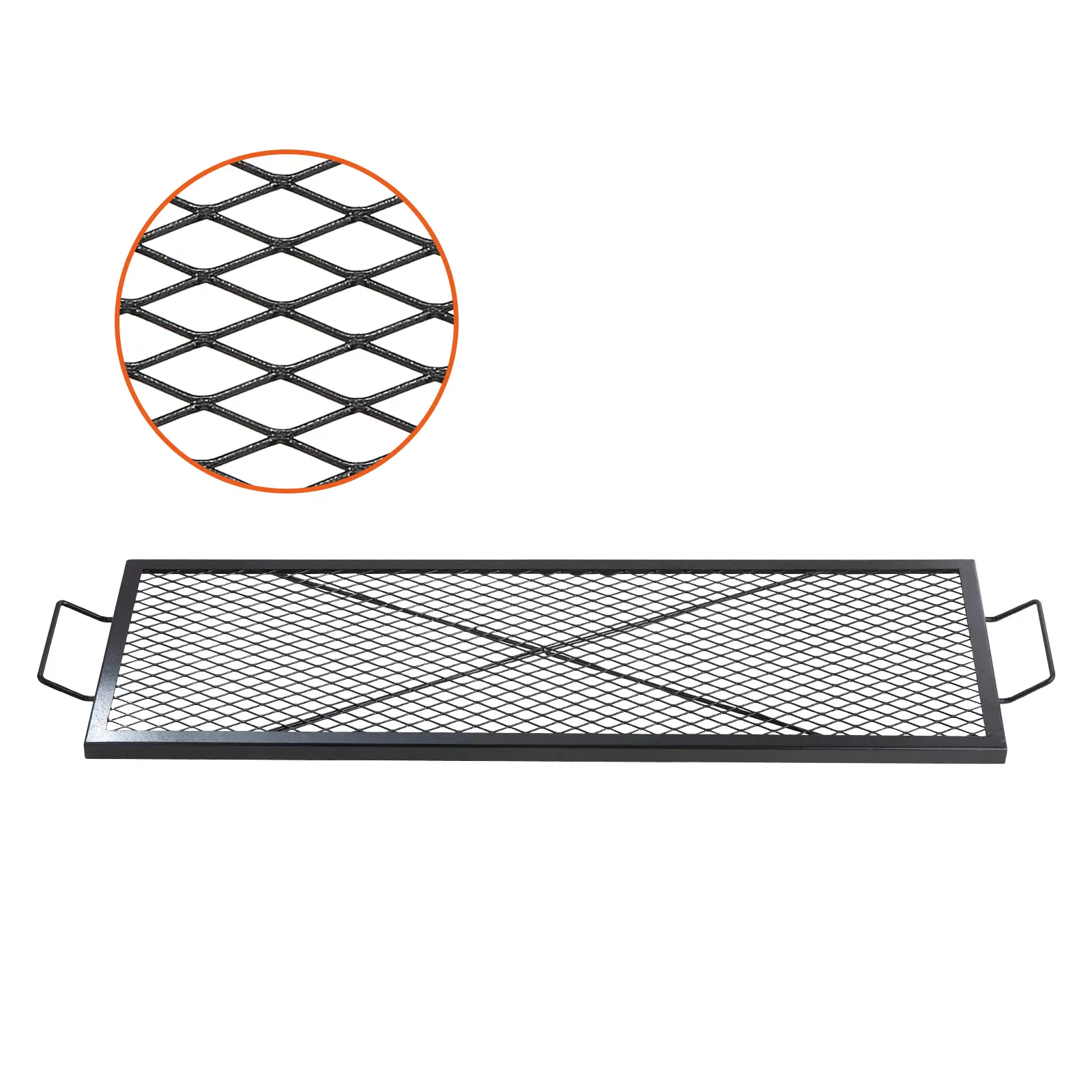 VEVOR Grille cuisson rectangulaire 111×38 cm, acier, charge 20 kg, barbecue.