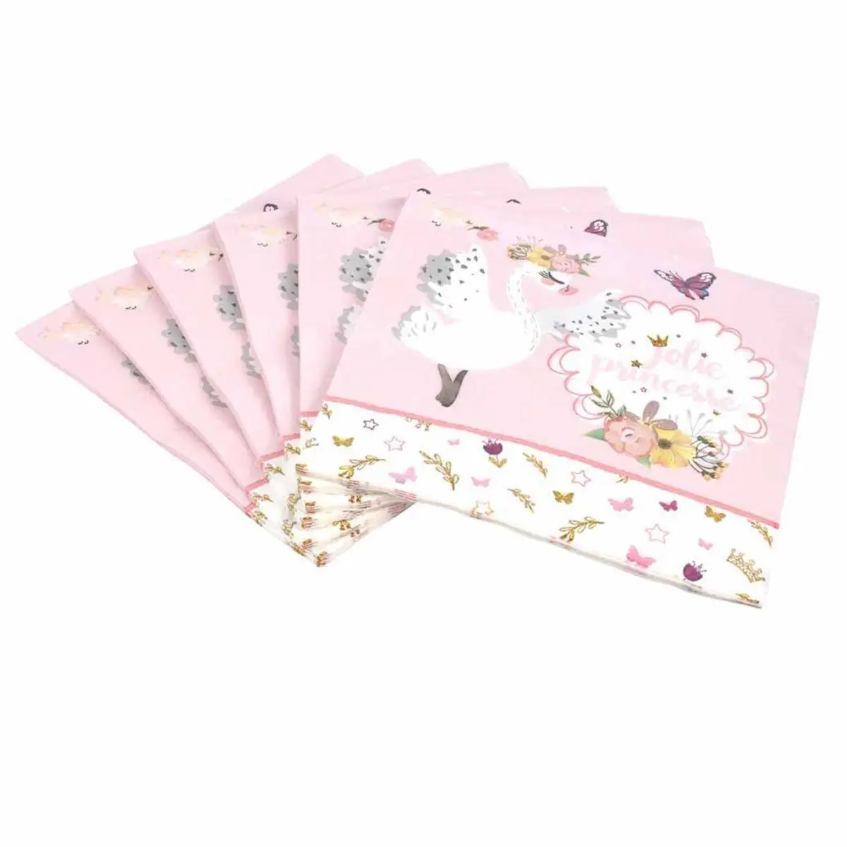 Lot de 20 Serviettes en Papier «Cygne» 33x33cm Rose