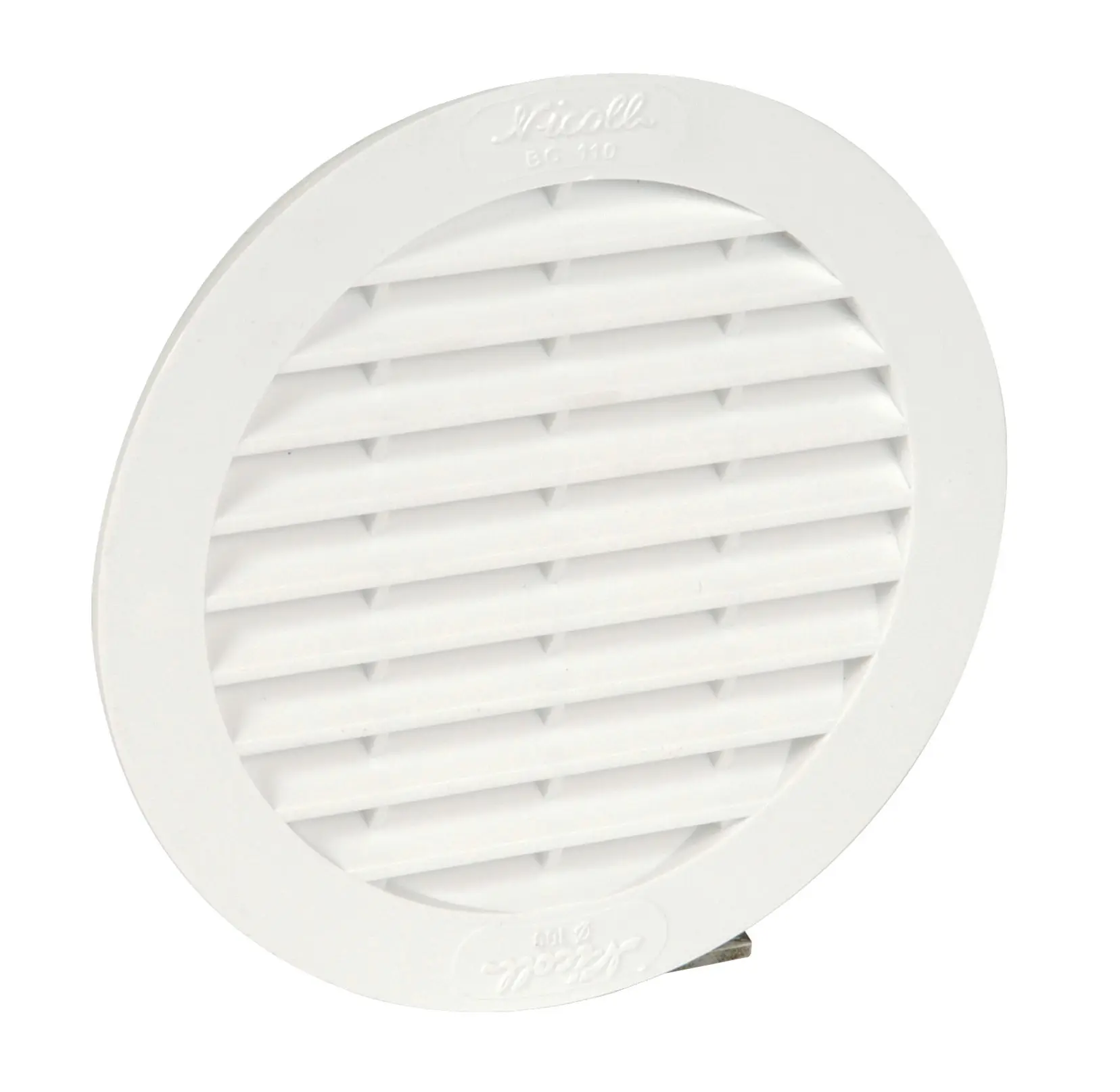 Grille de ventilation en applique 32 cm² ronde pour tuyaux fibre ciment D 100 blanc