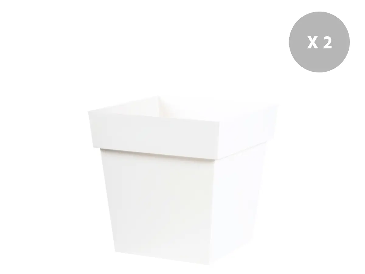 Lot de 2 pots de fleur carré Toscane 39 x H.39 cm – Blanc