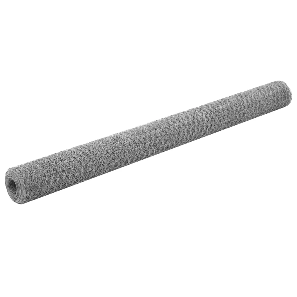 Grillage Poule Acier Galvanisé Enclos Clôture Souple 25×1,2m Argent