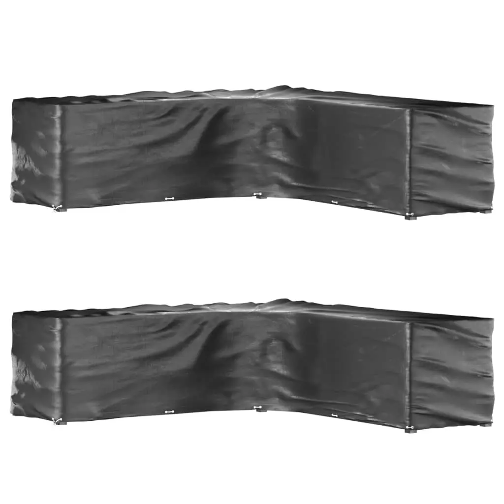 Lot de 2 Housses de Protection d’Angle en L PE Imperméable pour Mobilier Extérieur Noir 300x300x90 cm – ComfortXL Outdoor Living