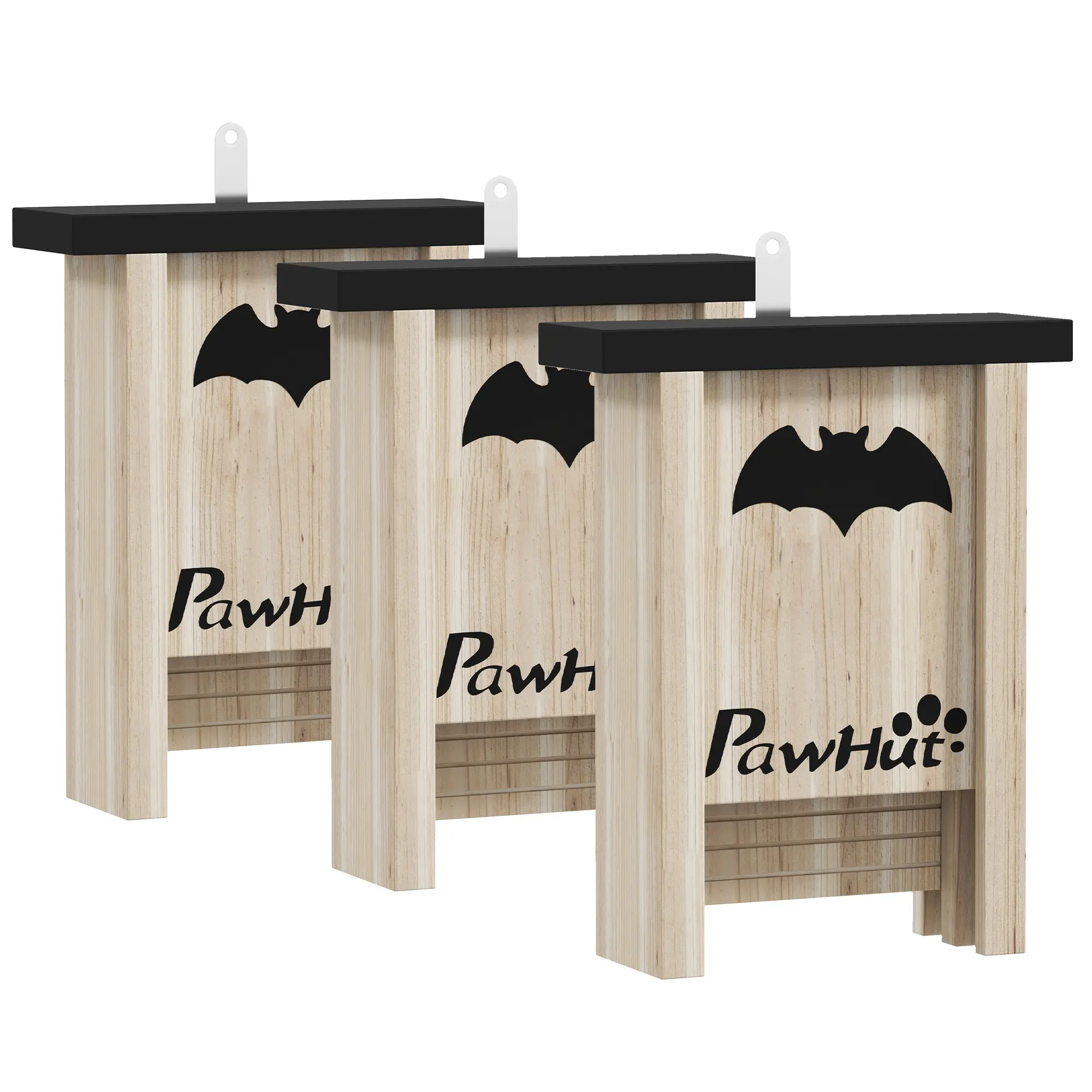 Lot de 3 nichoirs à chauves-souris extérieur 18 x 6 x 22.5 cm bois de sapin – PANGIVO