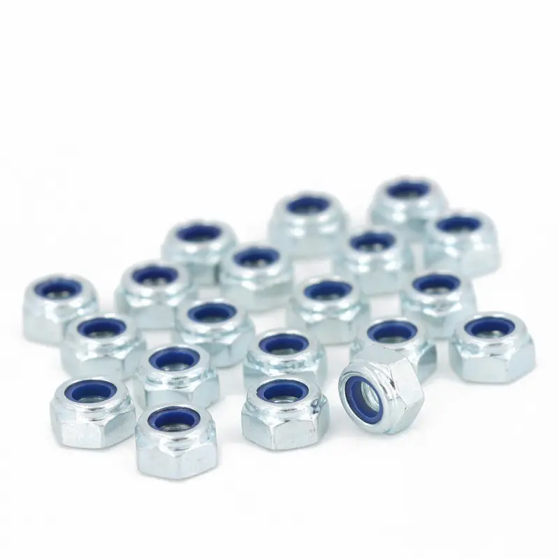 Lot de 20 – Écrou frein hexagonal M6 avec nylon DIN 985 classe 8 zingué