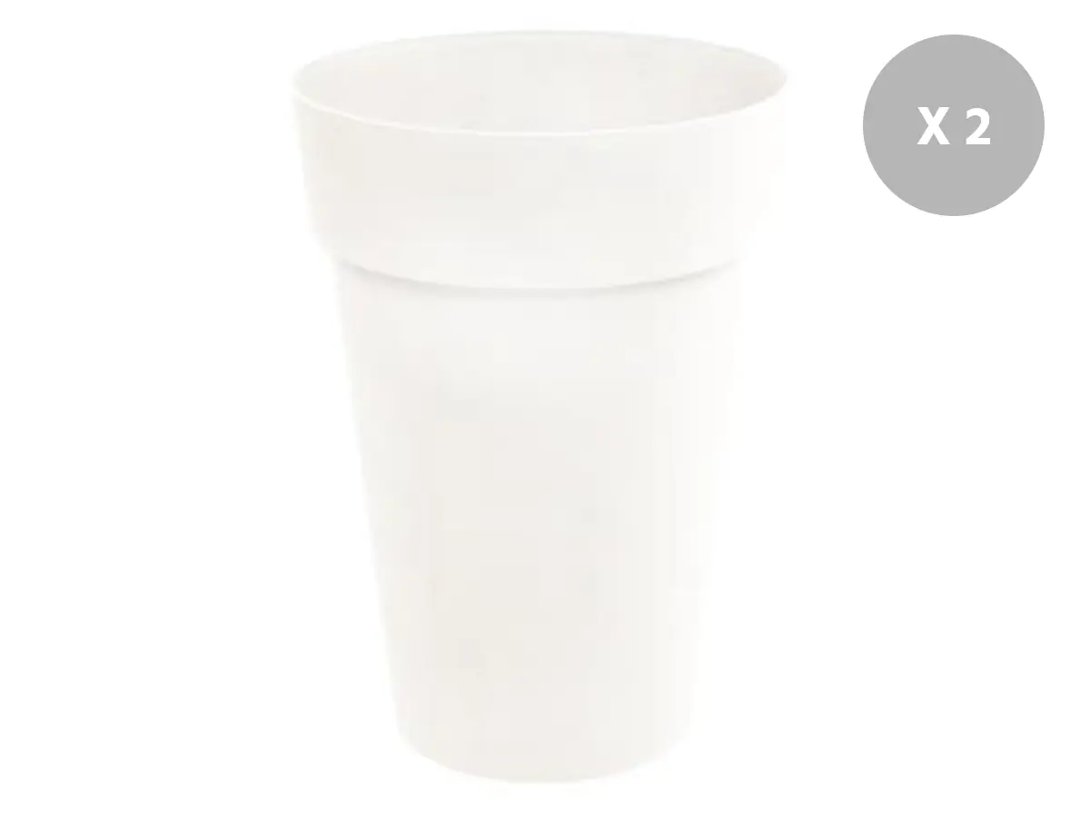 Lot de 2 Pots de fleur rond Toscane Ø 46 x H.65 cm Blanc – Eda