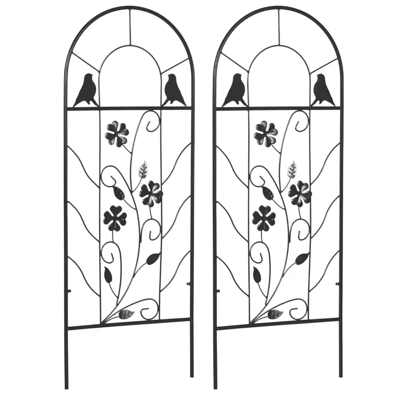 Lot de 2 treillis métal plantes grimpantes jardin support décoration 38x98cm noir – ComfortXL Outdoor Living