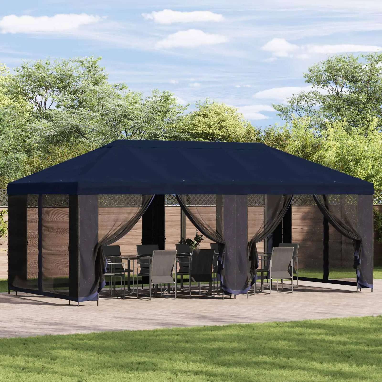 Gazebo avec murs latéraux 6 x 3 m Bleu Polyester et Acier 190 vidaXL 3376025