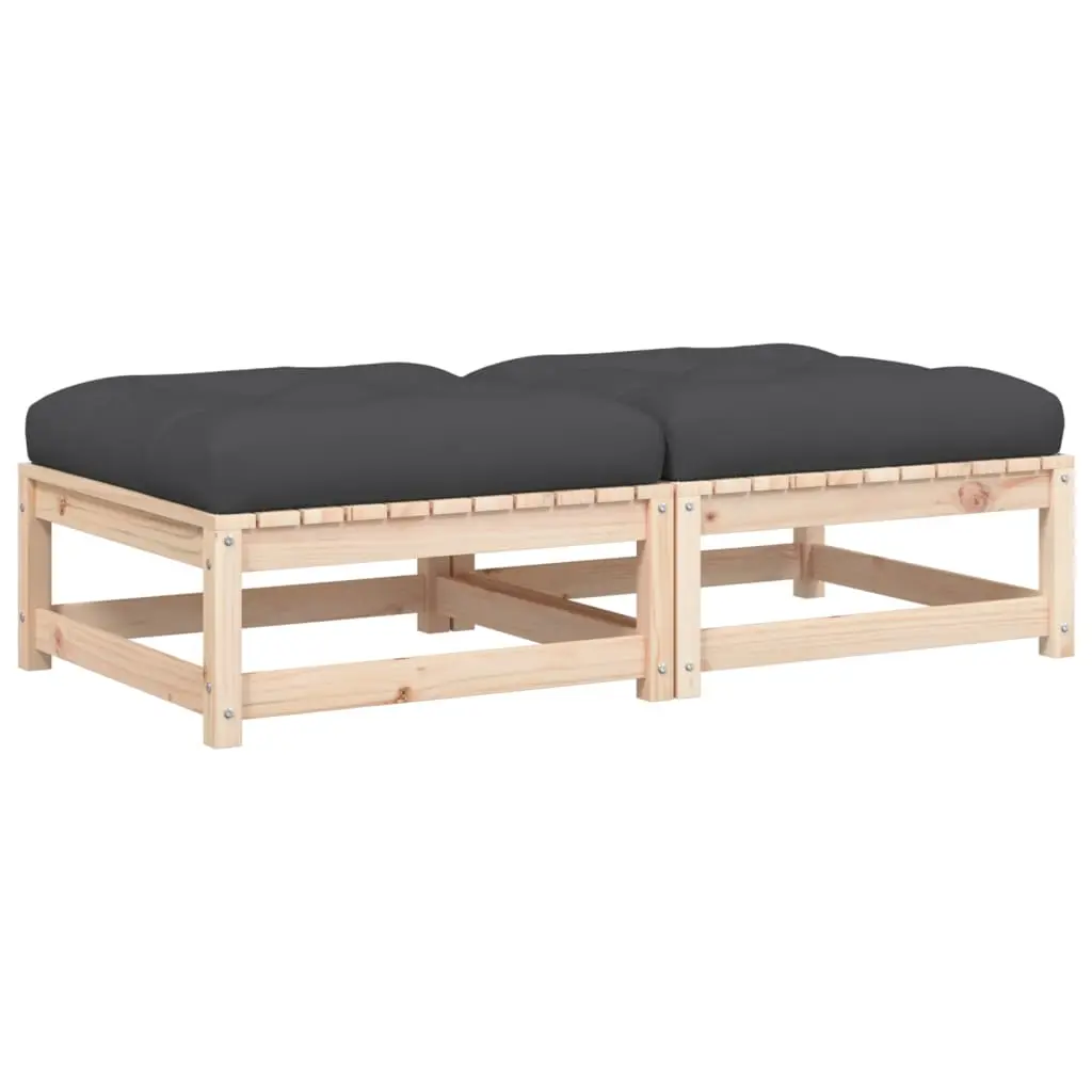 Lot de 2 Repose-pieds de jardin – Ottomans de jardin – Tabourets de jardin avec coussins bois pin massif-JU767