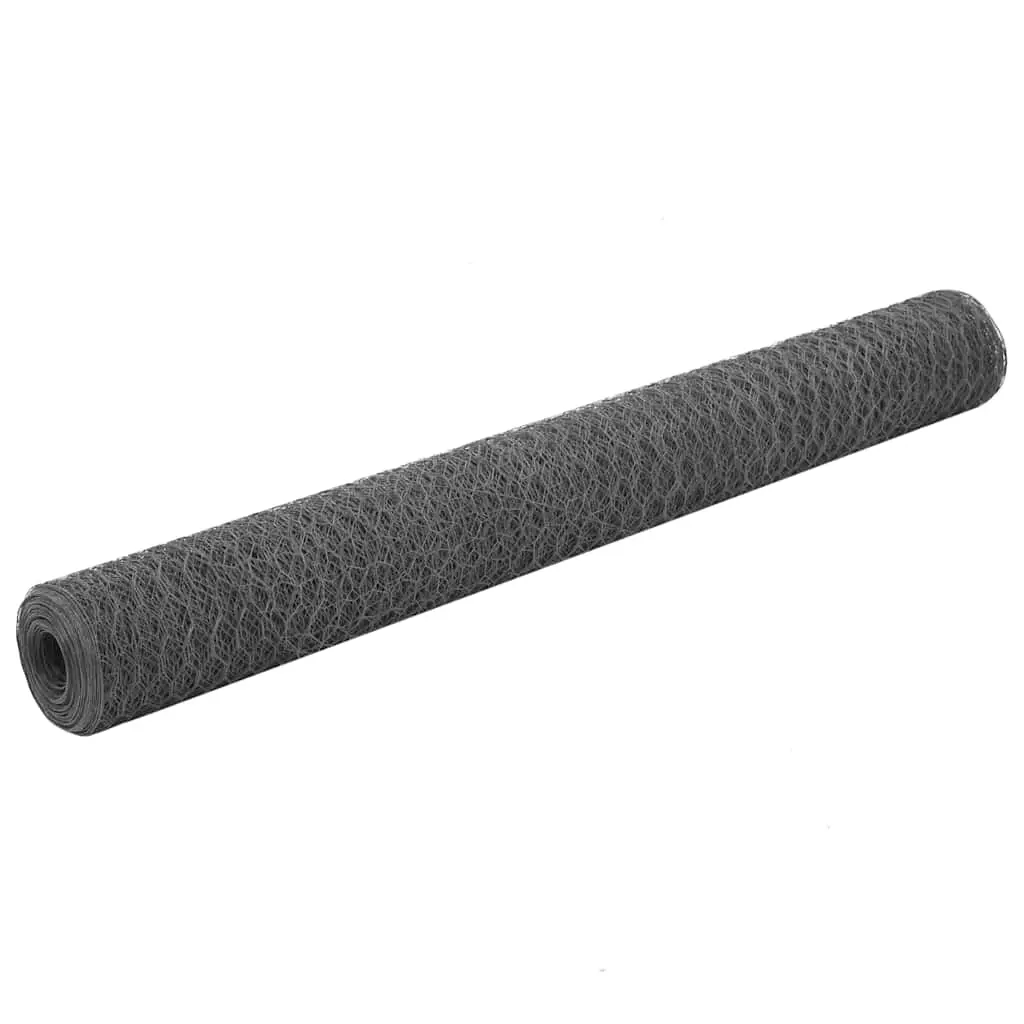Grillage Poule Acier PVC Jardin Protection Animaux 13mm 25×1,2m Gris