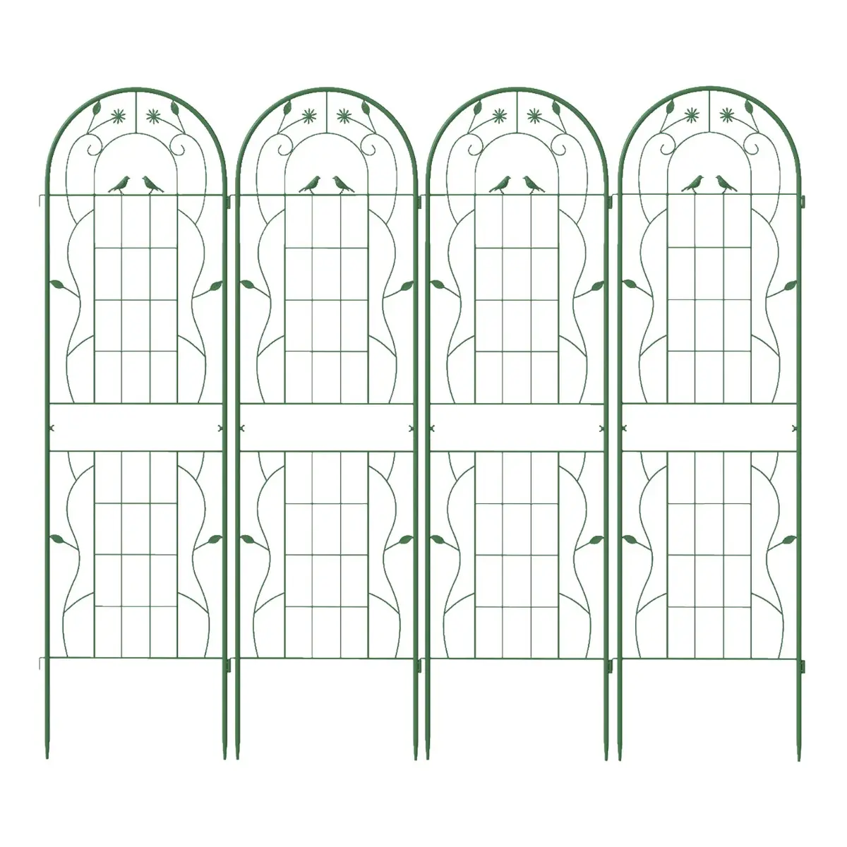 Lot de 4 Treillis de Jardin Métal 180x50cm pour Plante Grimpante Grille Antirouille pour Patio Vert MAISON CHIC
