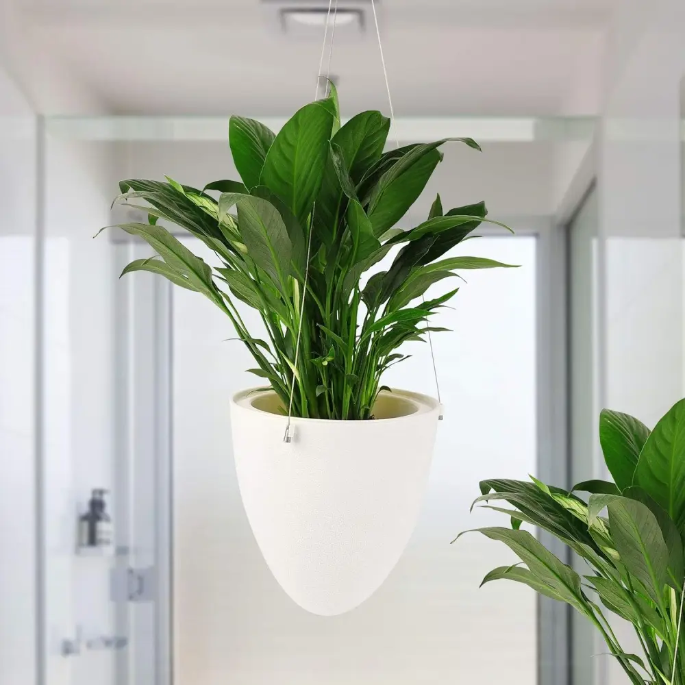 Lot de 2 pots suspendus auto-arrosants – Ø19 cm – Décoration murale intérieur/extérieur – Living123