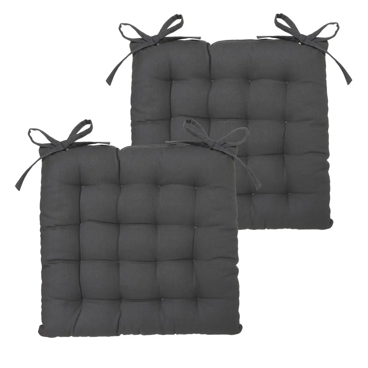 Lot de 2 Galettes de chaise en Coton Gris foncé 38 x 38 cm