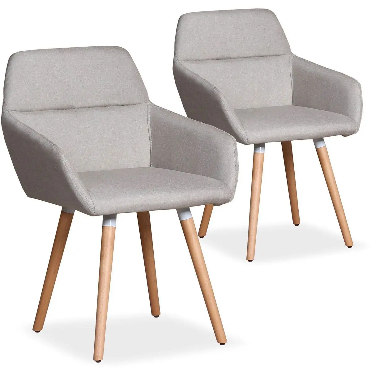 Lot de 2 Fauteuils Scandinaves «Dorcy» 82cm Beige