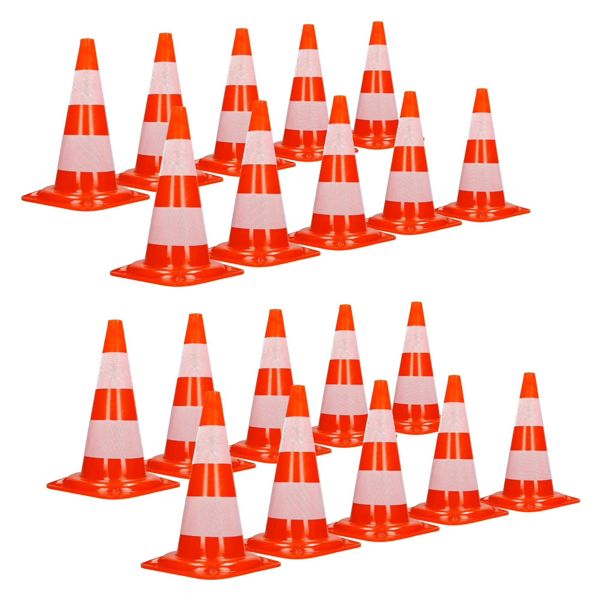 Lot de 20 cônes signalisation pylônes 47 cm orange blanc plot avec double bande réfléchissante empilable sécurité routière avertissement de parking