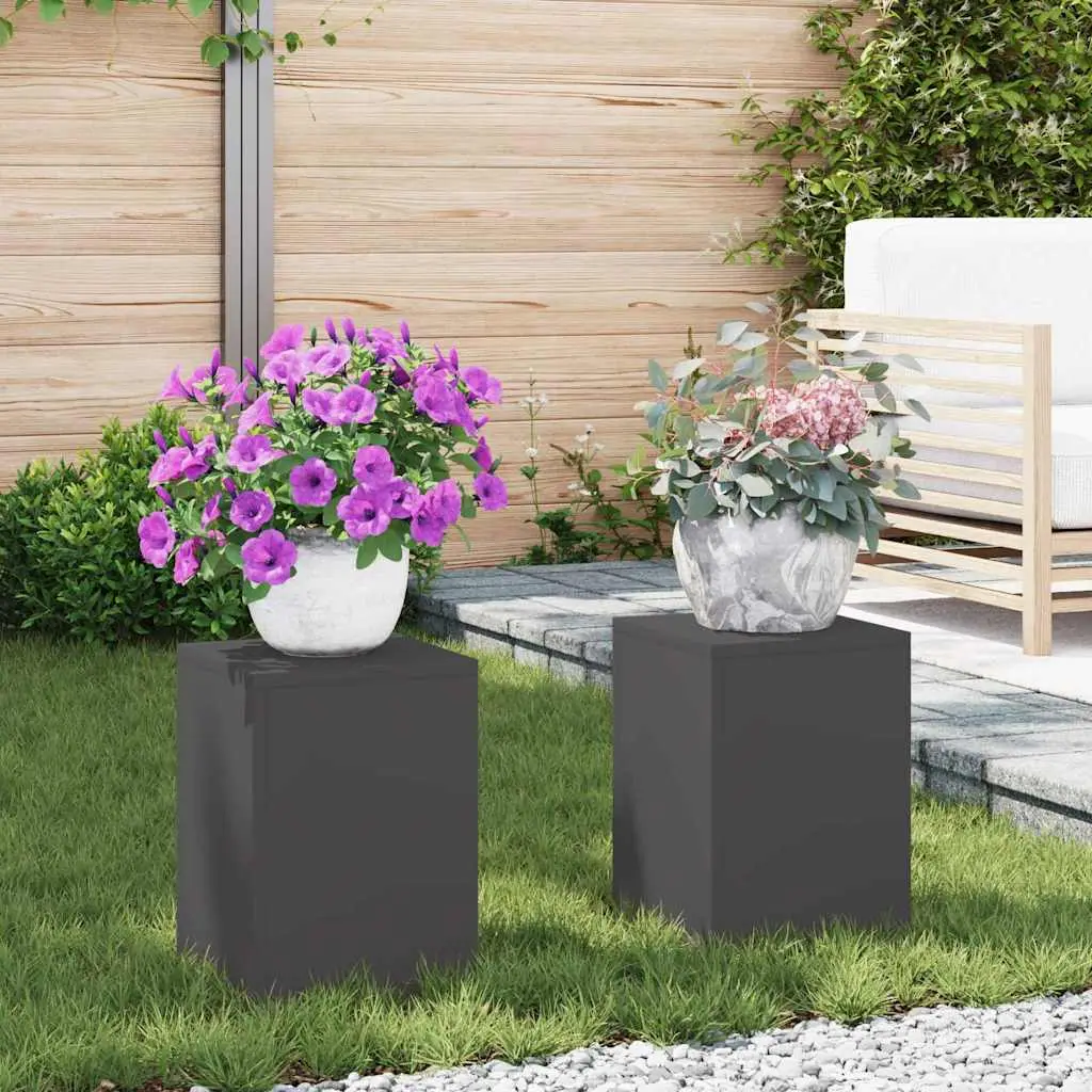 Lot de 2 Supports pour plantes en Acier Design minimaliste résistant UV pour Jardin Noir 24x24x35 cm – ComfortXL Outdoor Living