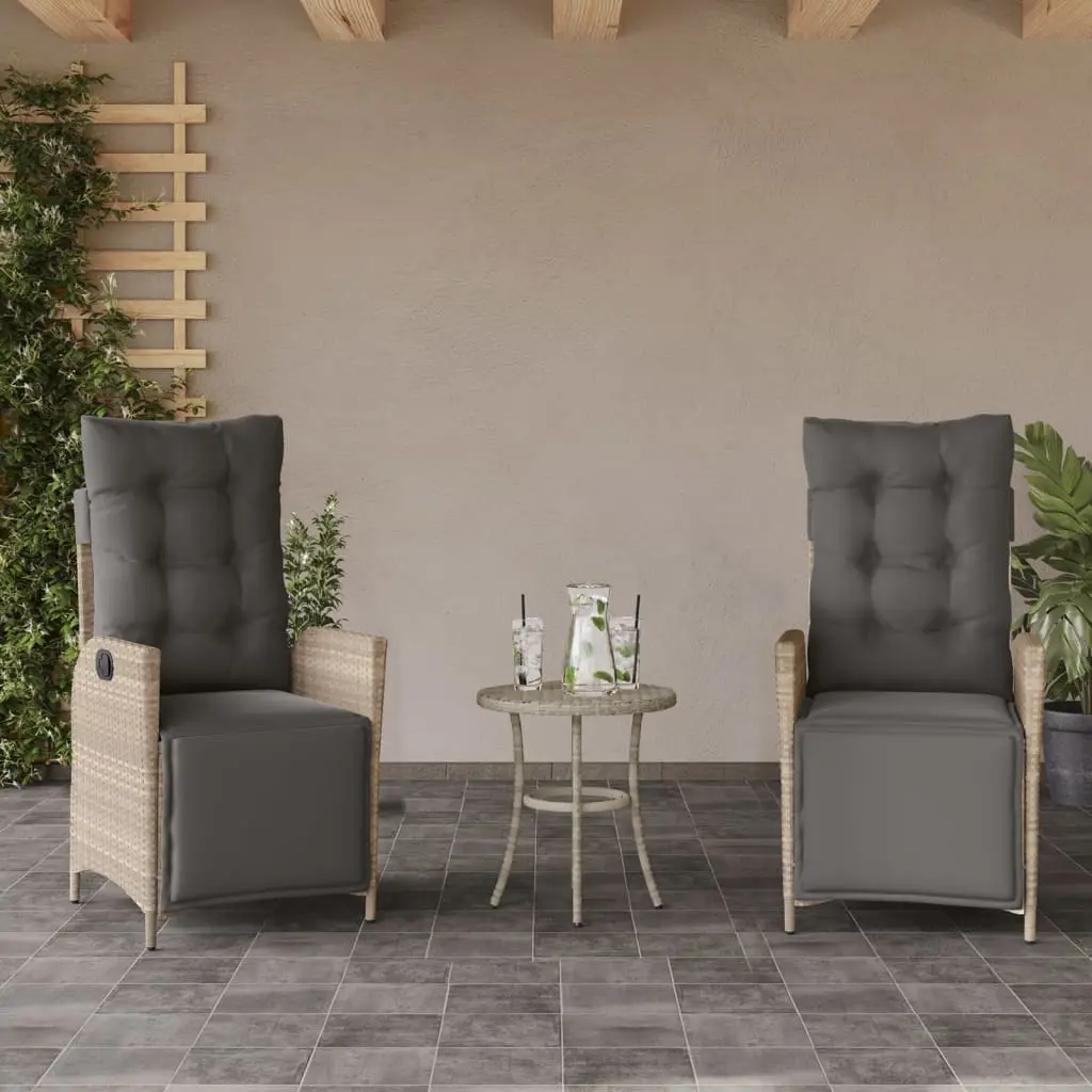 Lot de 2 Fauteuils Relax d’Extérieur Résine Tressée avec Repose-pieds Réglables Gris Clair – ComfortXL Outdoor Living