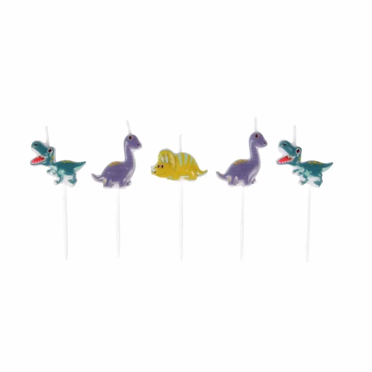 Lot de 5 Bougies d’Anniversaire «Happy Dino» Multicolore