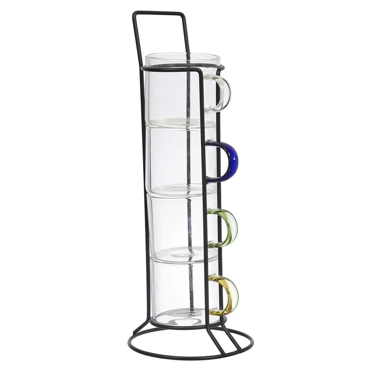 Lot de 4 Tasses à Café Avec Support «Paradis» 8cm Transparent
