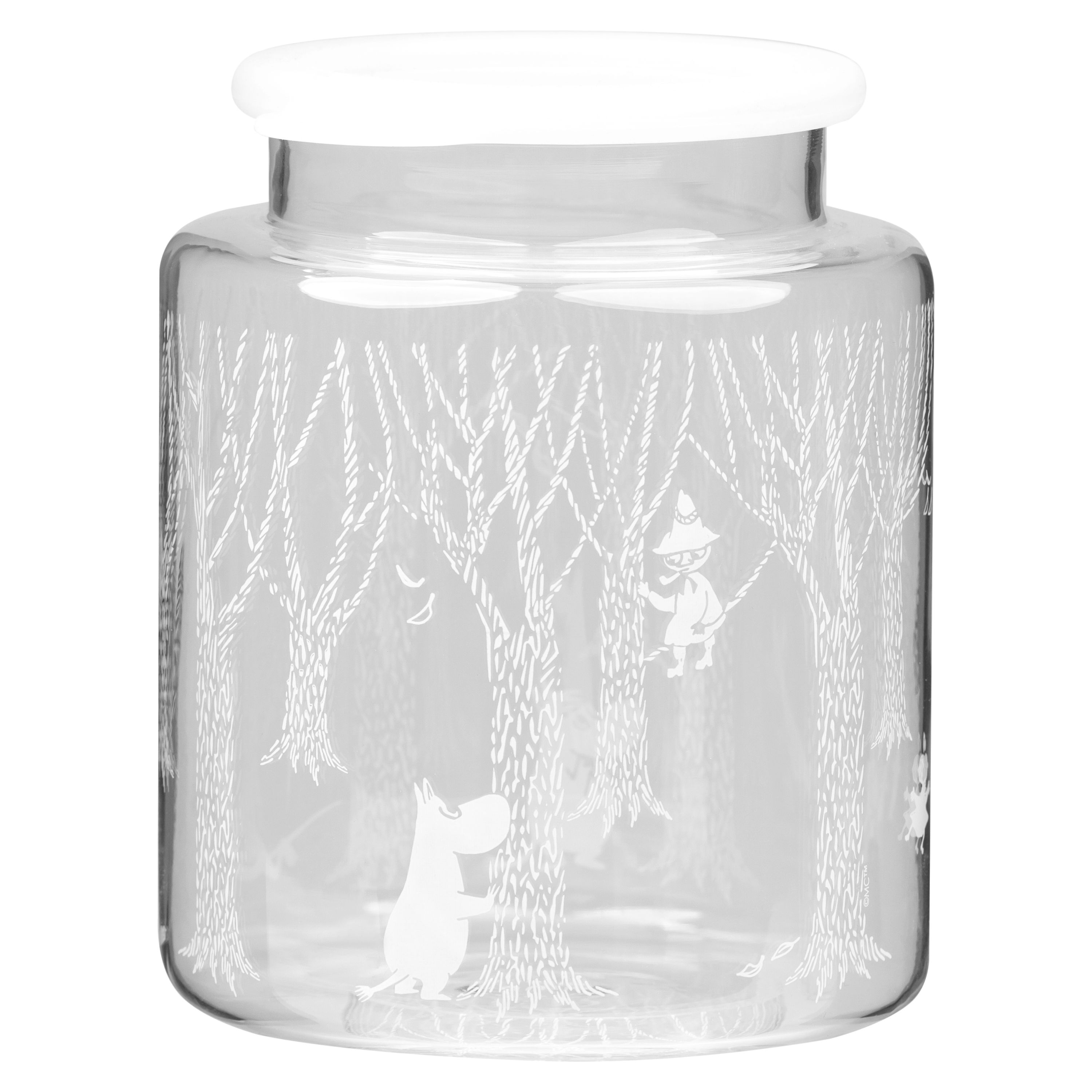 Bote de cristal con tapa de silicona In the Woods 17 cm.js{font-size:18px}Transparente-blanco