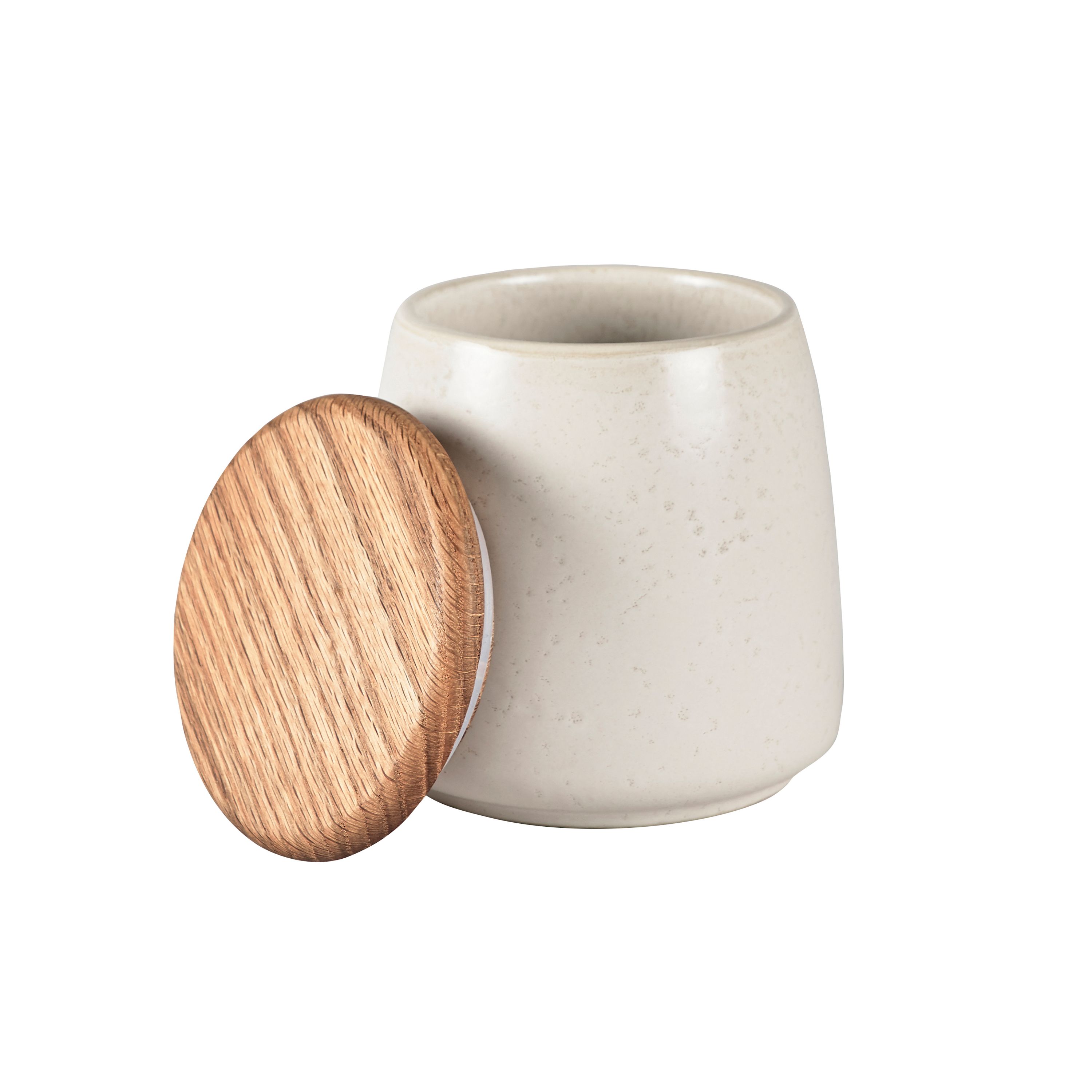 Bote con tapa mate Bitz 12 cm.jo{font-size:18px}blanco crema mate
