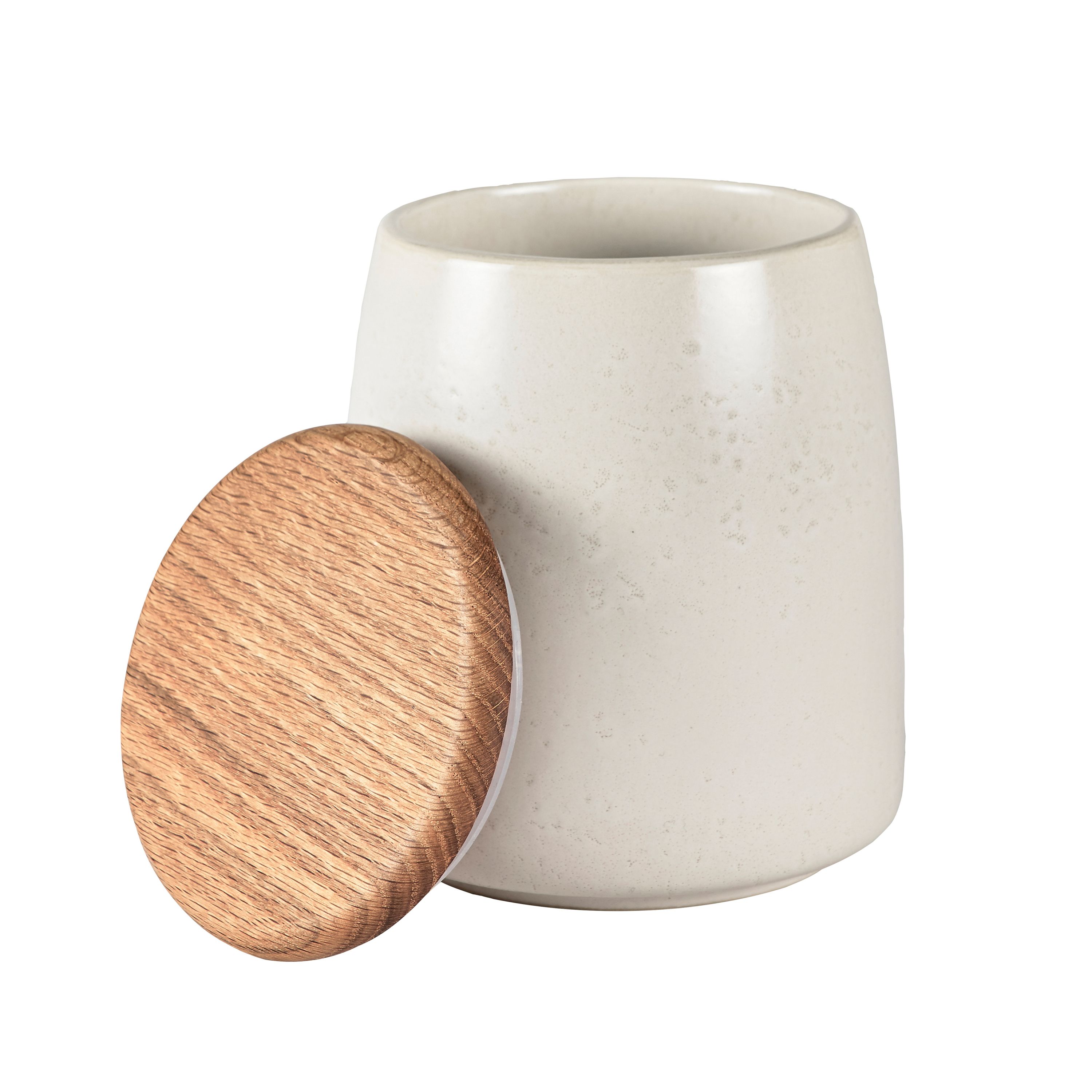 Bote con tapa mate Bitz 16,5 cm.jo{font-size:18px}blanco crema mate