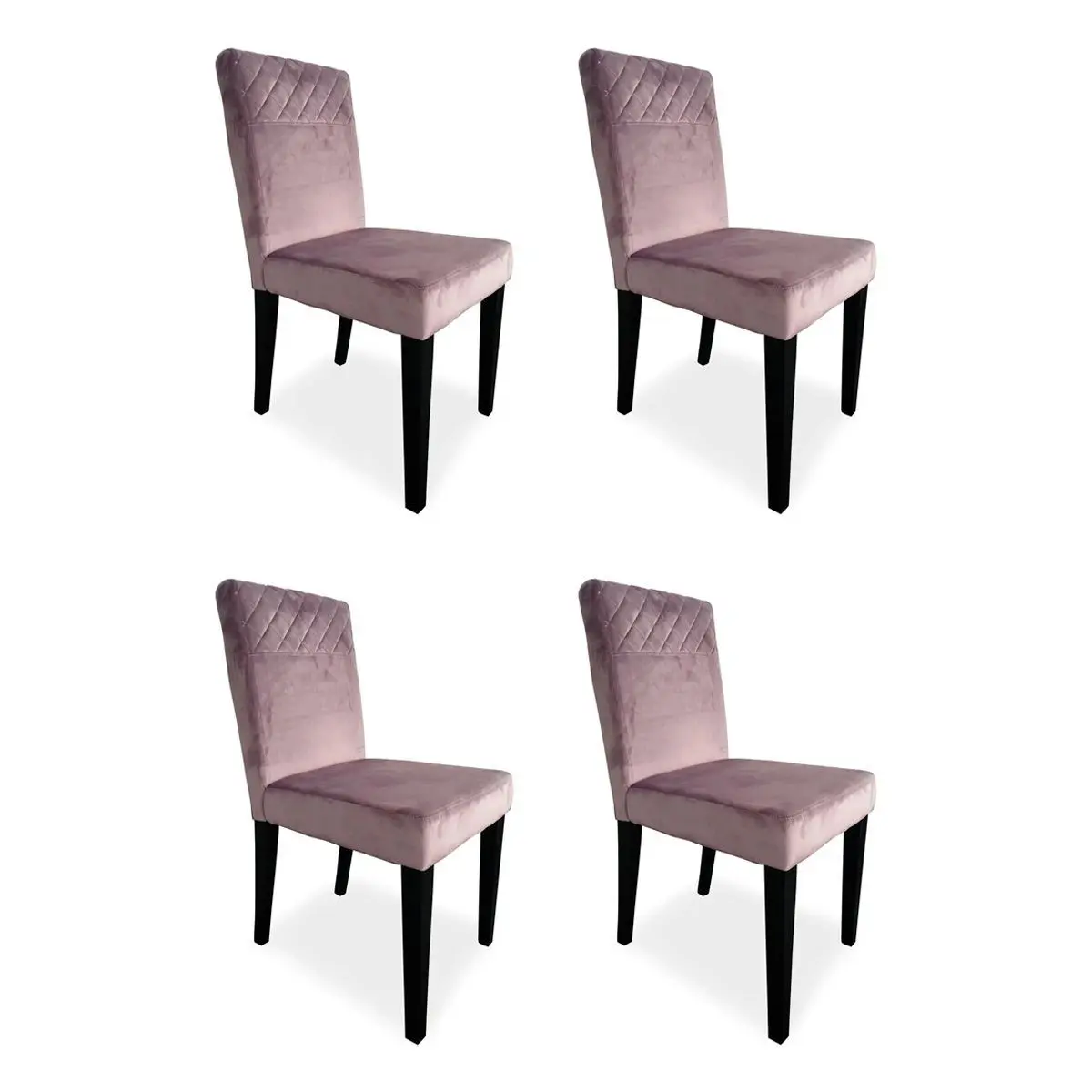 Lot de 4 Chaises Velours «Pipam» 82cm Rose