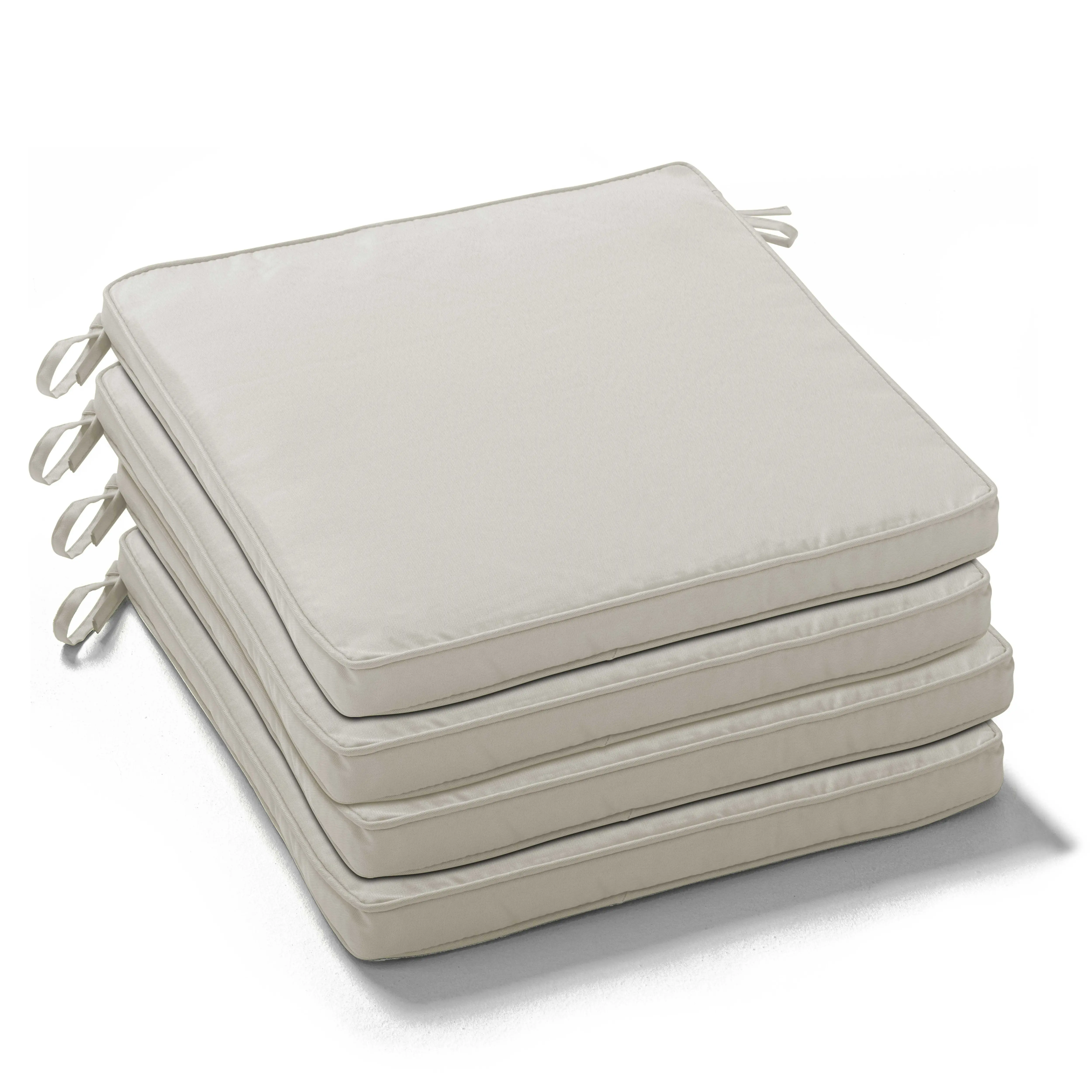 Lot de 4 galettes de chaise polyester 40x40x3 cm beige Macchu – Oviala