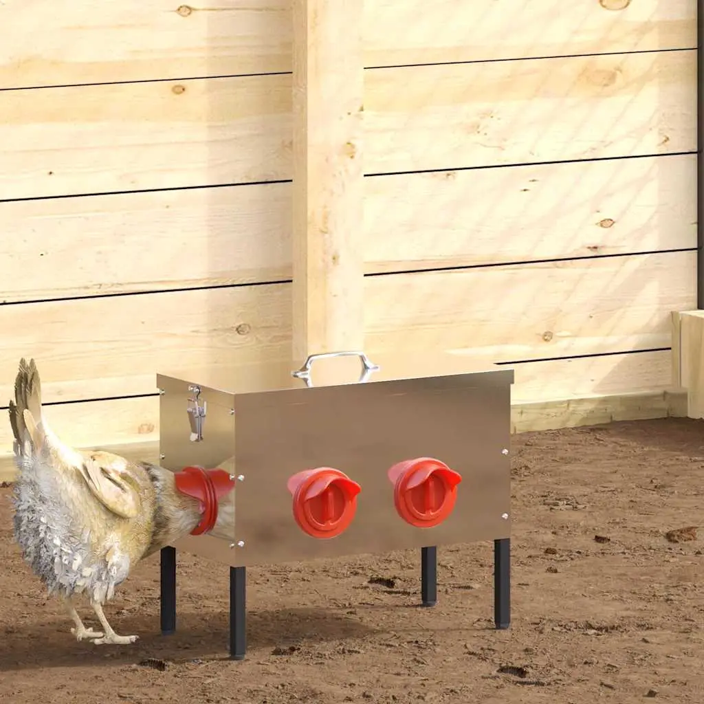 Lot de 2 Nourrisseurs Bas Galva Poule 15kg Argent – ComfortXL Outdoor Living
