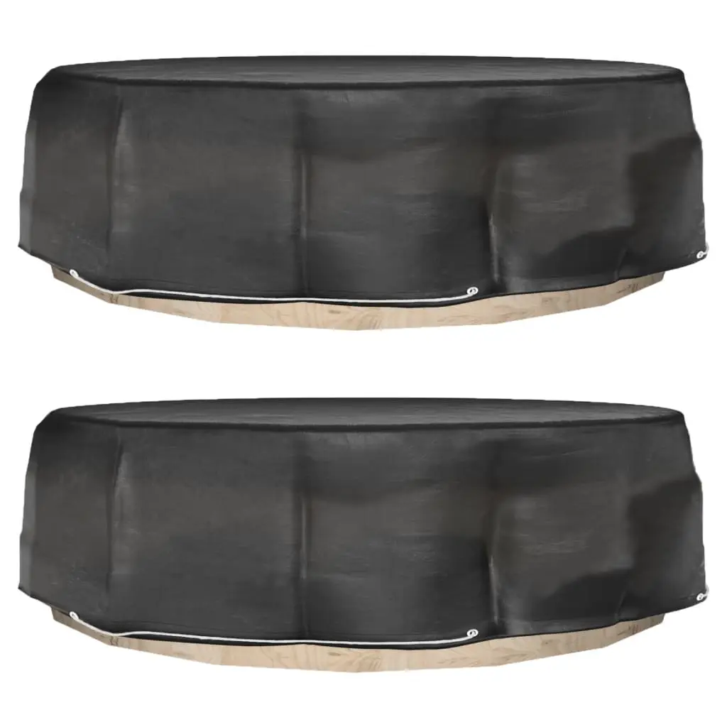 Lot de 2 Housses Rondes pour Lit de Jardin Îlot PE Protection Imperméable Anti-UV Extérieur Noir Ø188×50 cm – ComfortXL Outdoor Living