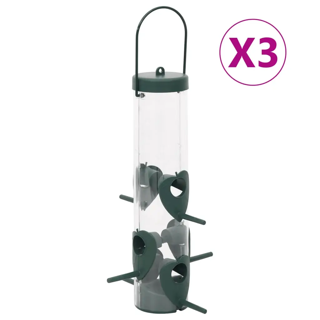 Lot de 3 Mangeoires à oiseaux suspendues 6 perchoirs pour jardin Vert foncé – ComfortXL Pet Living
