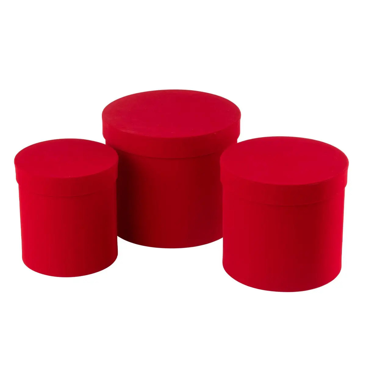 Lot de 3 Boîtes de Rangement Rondes «Vaughn» 27cm Rouge
