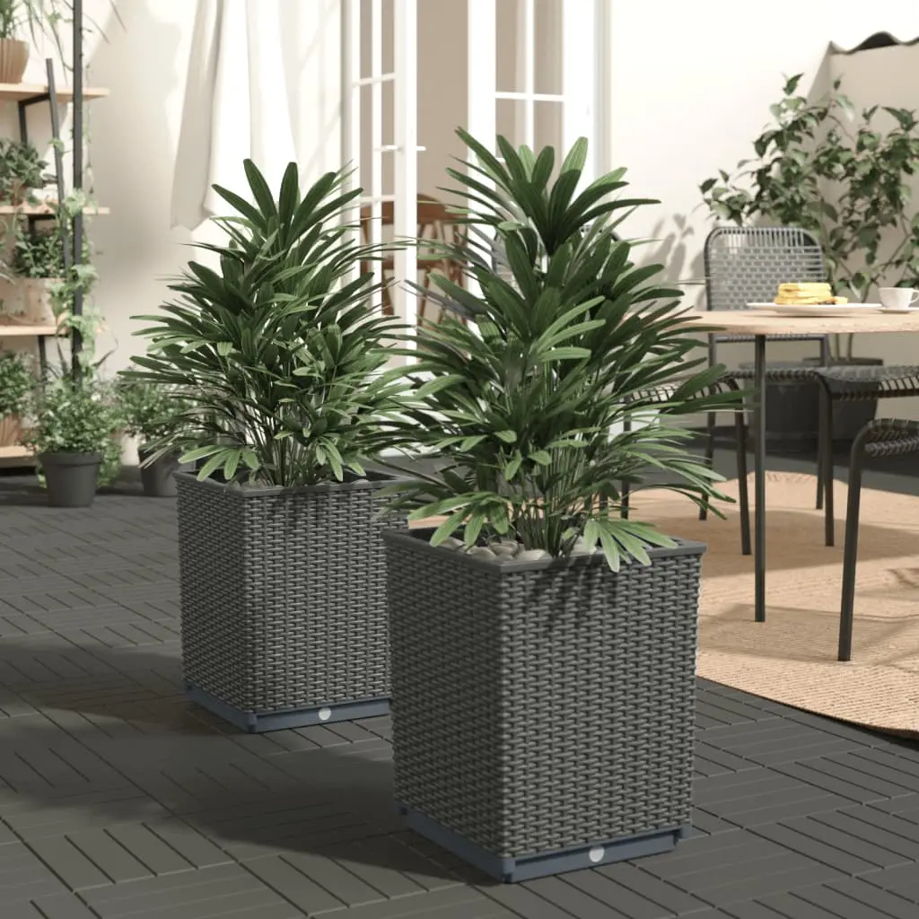 Lot de 2 pots de fleurs carrés en polypropylène noir pour extérieur 30cm – ComfortXL Outdoor Living