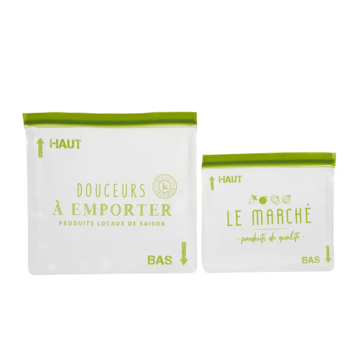 Lot de 2 Sacs de Conservation «Green» 28cm Vert