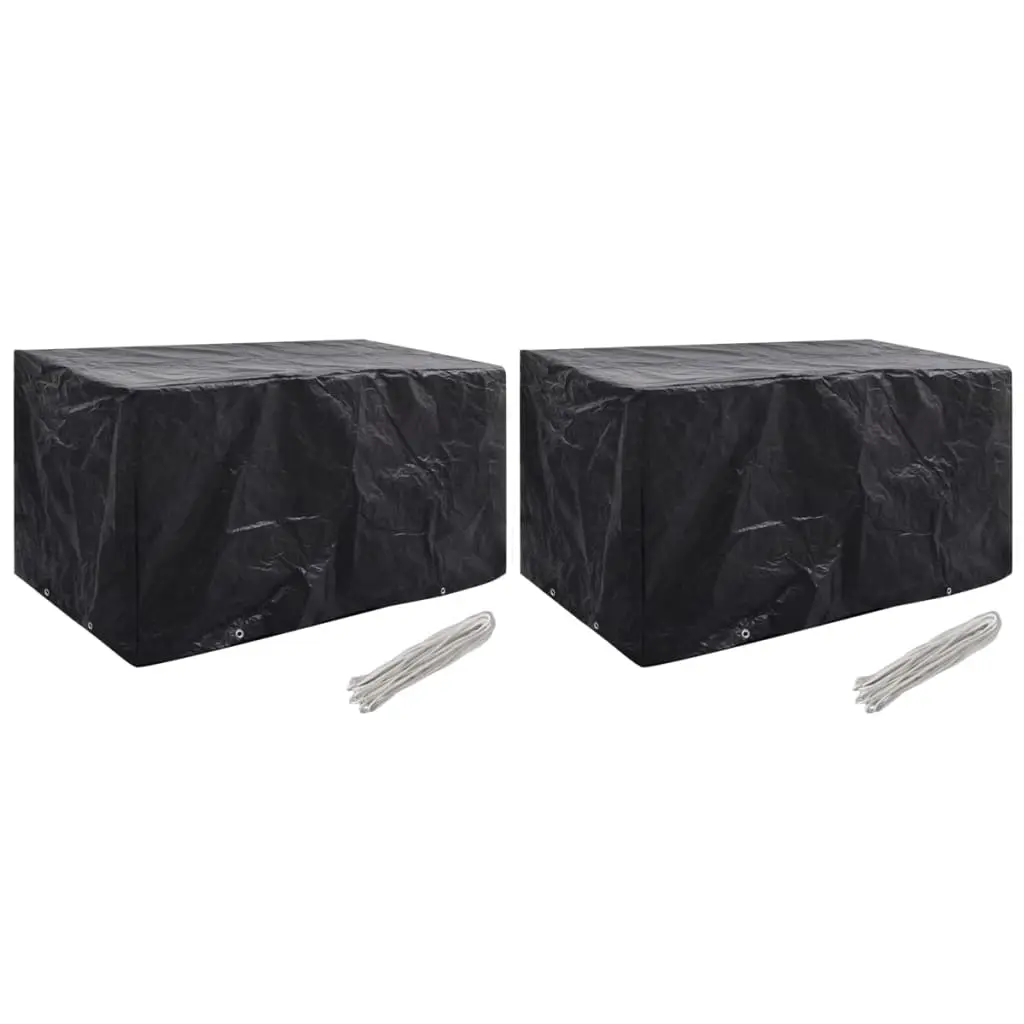 Lot de 2 Housses Rectangulaires PE Anti-UV pour Mobilier de Terrasse Noir 180x70x90 cm – ComfortXL Outdoor Living