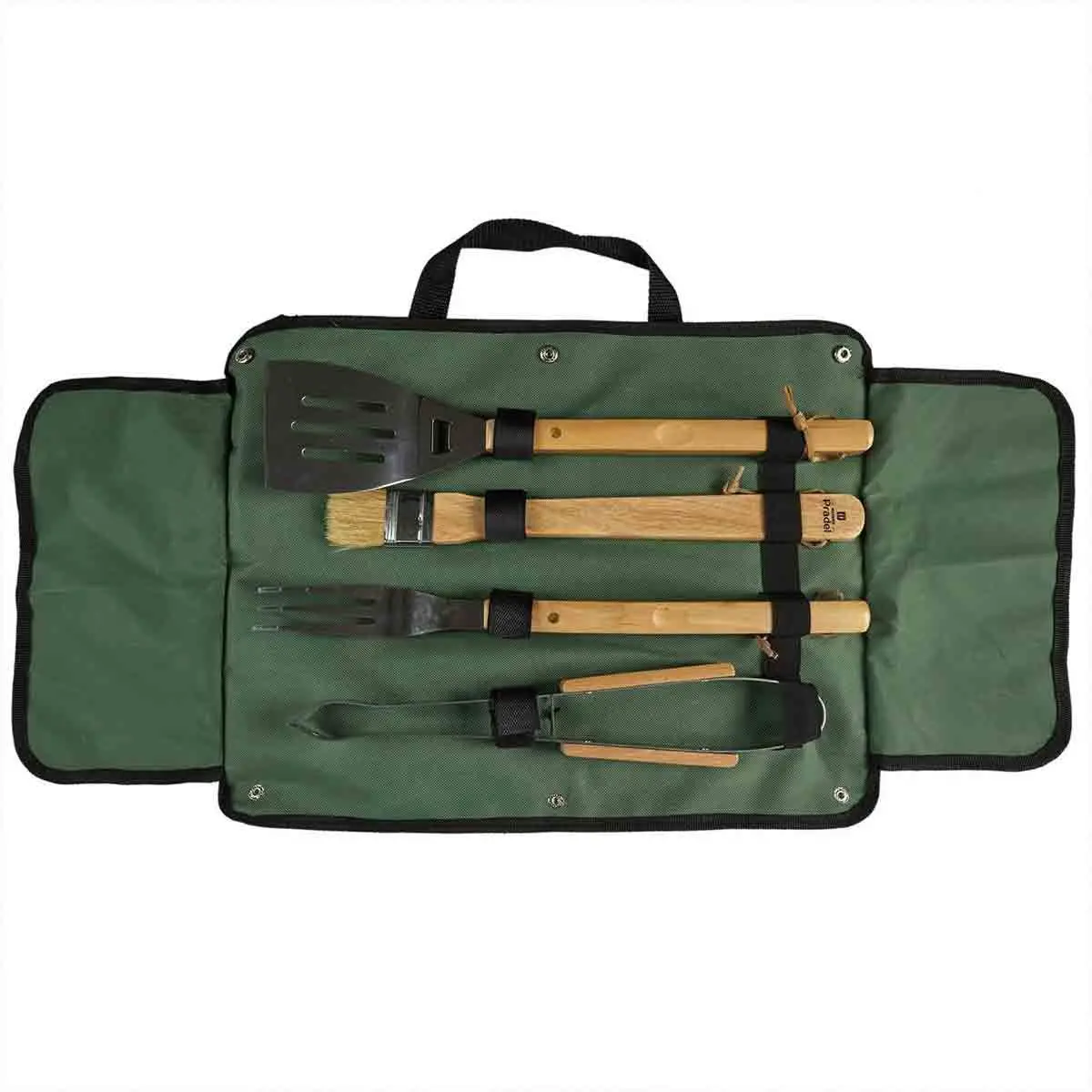 Lot de 4 Ustensiles «Barbecue» 46cm Vert & Naturel