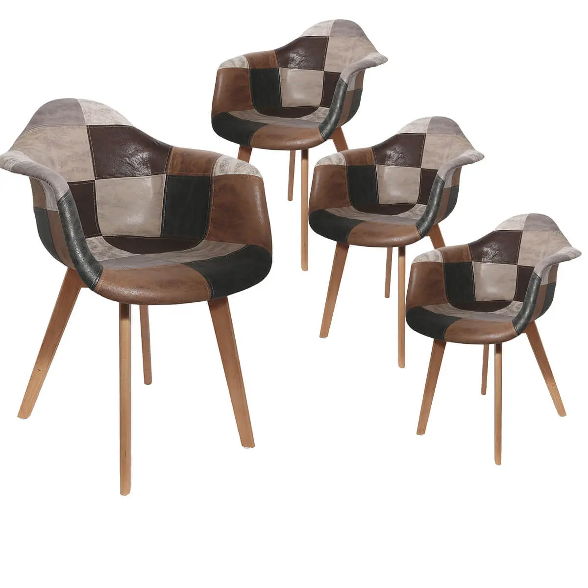 Lot de 4 Fauteuils Scandinaves Aspect Vieux Cuir – MELO