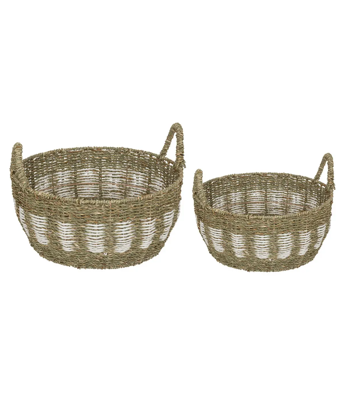 Lot de 2 Grands Paniers de rangement Bicolore D 50 et D 40 cm