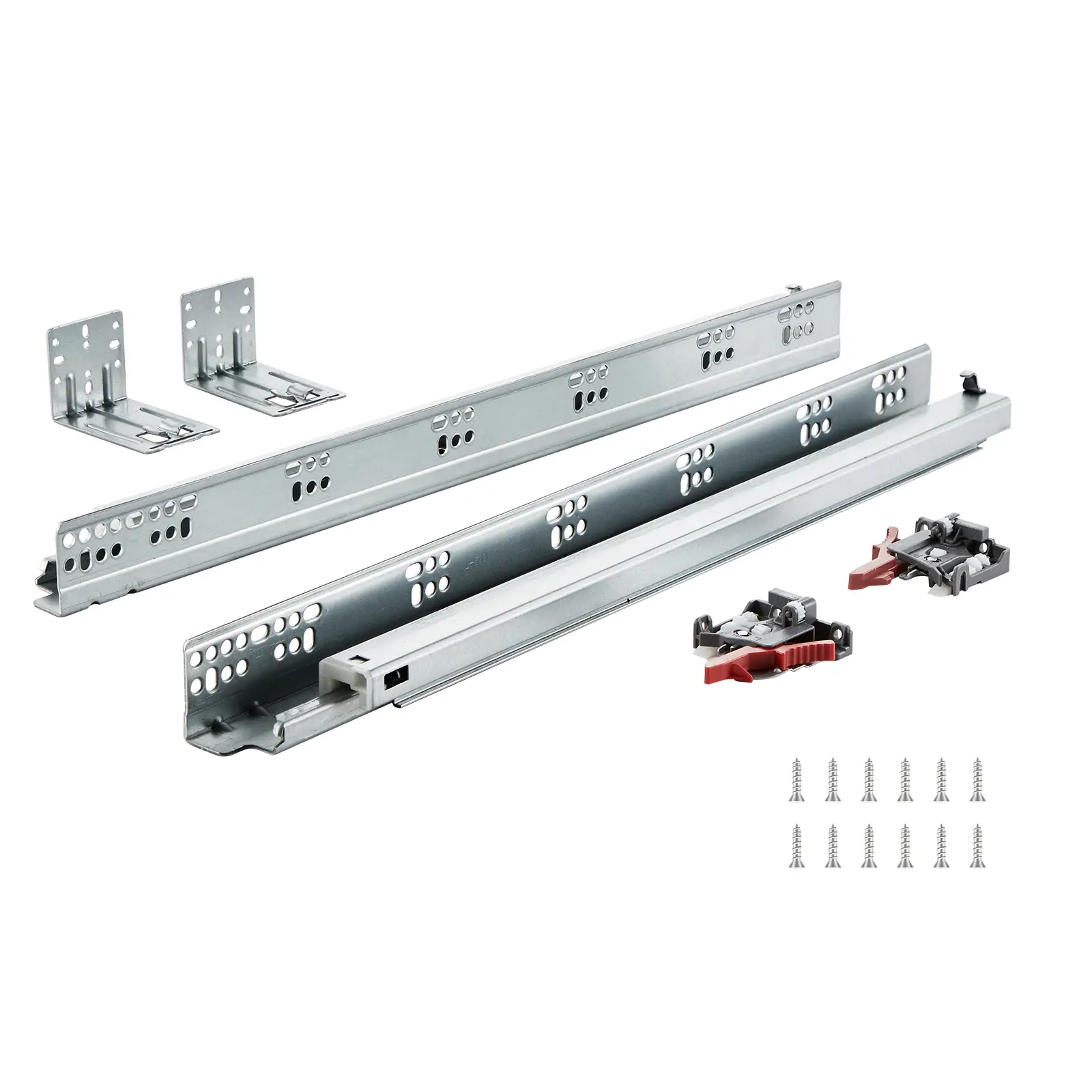 VEVOR Glissières tiroir, 10 paires, 533,4 mm, fermeture douce, charge 45,4 kg.