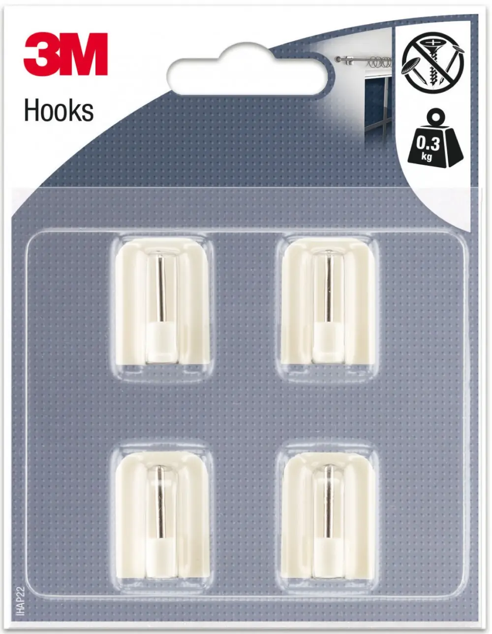 Lot de 4 crochets adhésif 3M, blanc 3M