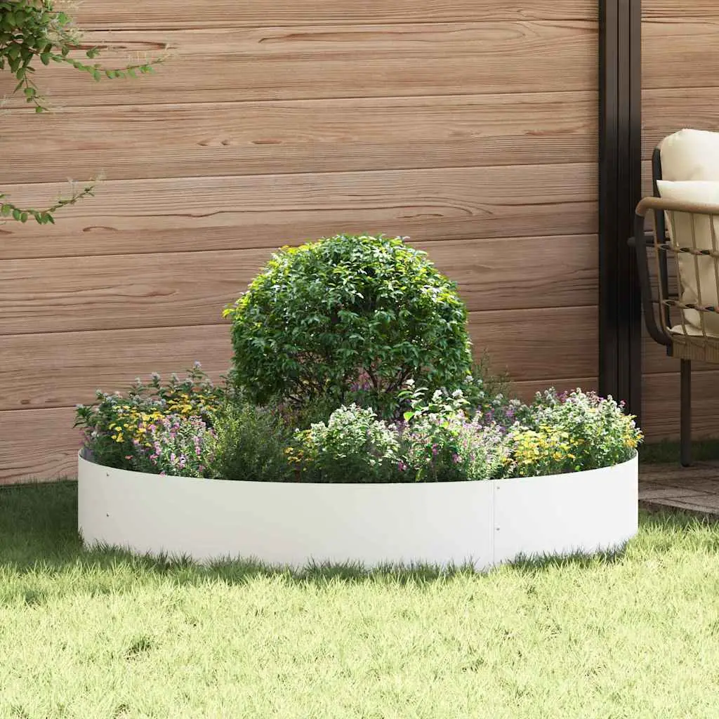 Lot de 5 Bacs à Fleurs Ronds en Acier pour Jardin Blanc 120x120x20 cm – ComfortXL Outdoor Living